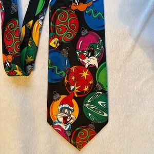 Vintage 1995 Looney Tunes Mania Christmas Mens Neck Tie Ornaments Bugs